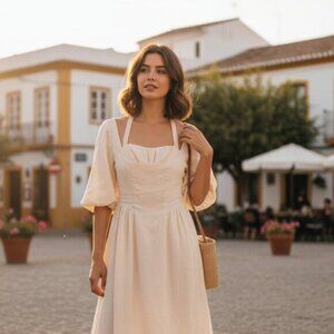 NWT Sovere Naya Short Sleeve Mini Dress Vanilla Marle